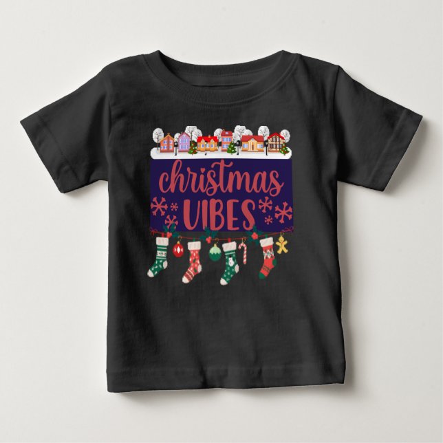 Camiseta Vibes de Natal para Crianças (Frente)
