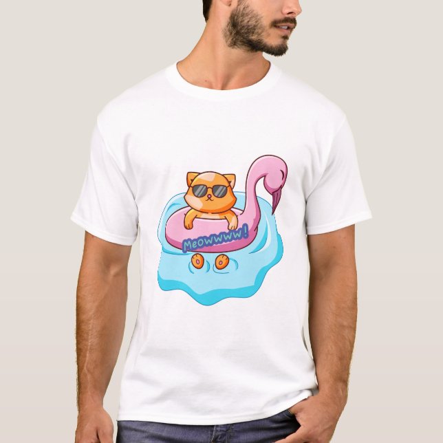 Camiseta vibes de verão da piscina de natação de gatos | de (Frente)