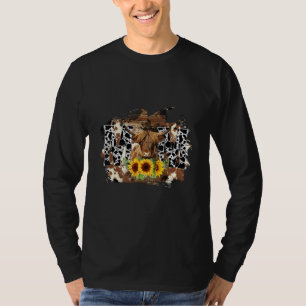 Camiseta Vibes do País Ocidental Roupa de Mãe Vaca Girassói