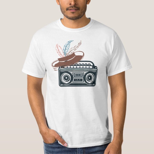 Camiseta "Vibes Retroativas: Caixa de Viva e Chapéu de Pé" (Frente)