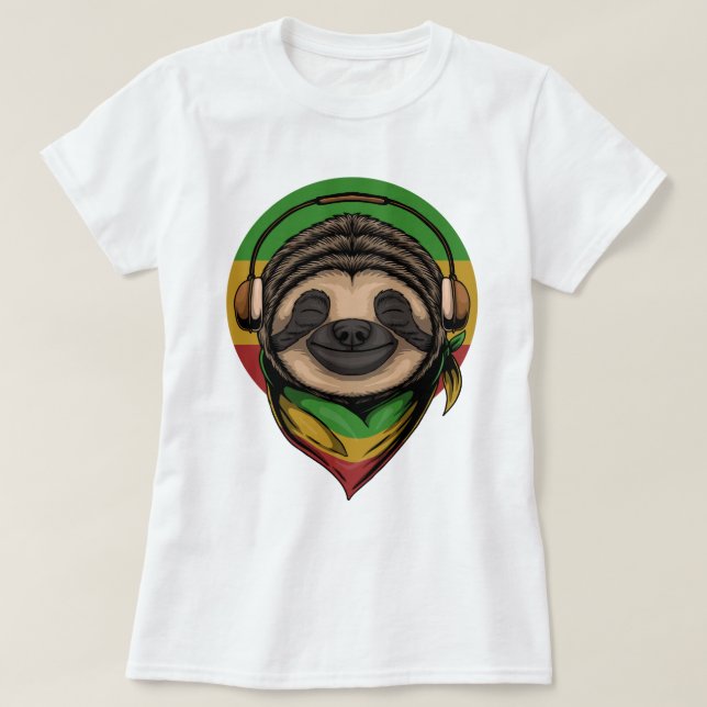 Camiseta Vibing Sloth T-Shirt (Frente do Design)