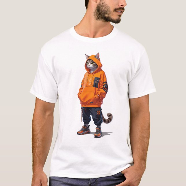 Camiseta Víblias de Gato Urbano - Design de Roupa de Rua Fu (Frente)