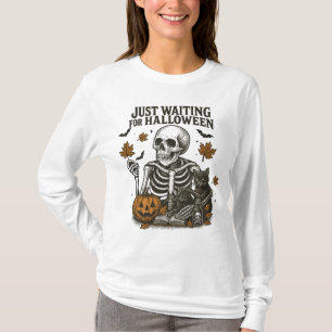 Camiseta Víblias de Halloween de Gato de Esqueleto Louco