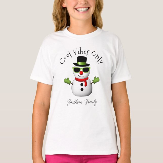 Camiseta Víblias legal Apenas Snowman Família Personalizada (Frente)