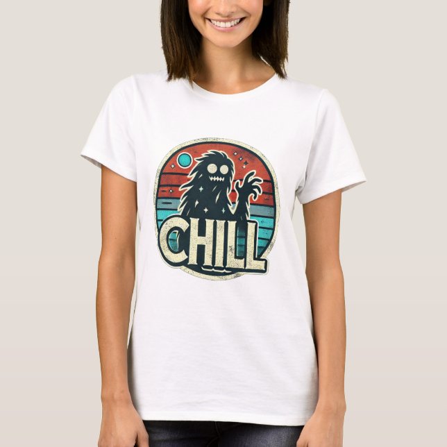 Camiseta Víblias Noturnas Retrovisoras: Pé Grande e Lua (Frente)