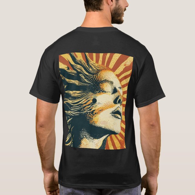 Camiseta Víblias solares "Perseguindo Pôrs do sol" "Flor So (Verso)