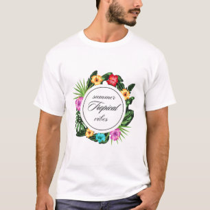 Camiseta Víblias Tropicais de Verão: Design de Círculo Flor