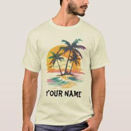 Camiseta Víblias Tropicais Sunset - Palm Trees & Beach Desi