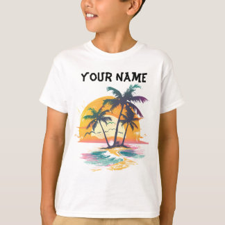 Camiseta Víblias Tropicais Sunset - Palm Trees & Beach Desi