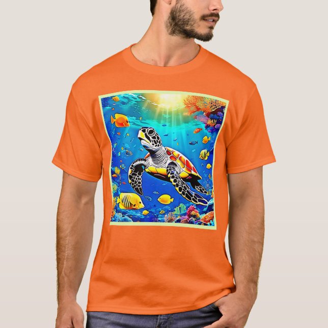 Camiseta Vibração - Vida dos recifes de tartaruga (Frente)
