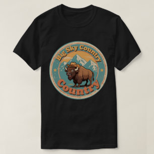 Camiseta Vibração Western Montana Búfalo Estilo Vintage Cau