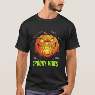 Camiseta Vibrações Assustadoras Abóbora Jack o Lanterna de