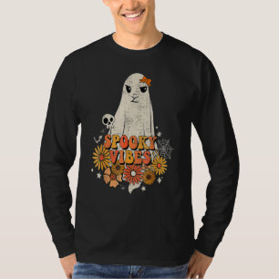 Camiseta Vibrações Assustadoras da Moda Halloween Fantasma