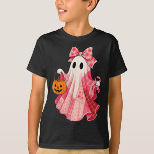 Camiseta Vibrações Assustadoras Fantasma Rosa Préppy Hallow