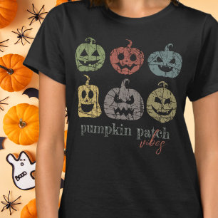 Camiseta Vibrações da Ilha das Abóboras Halloween Colorido