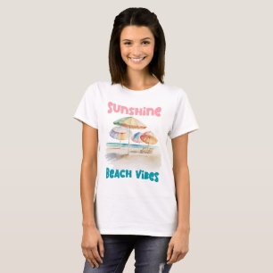 Camiseta Vibrações da Praia Ensolarada – Verão em Aquarela