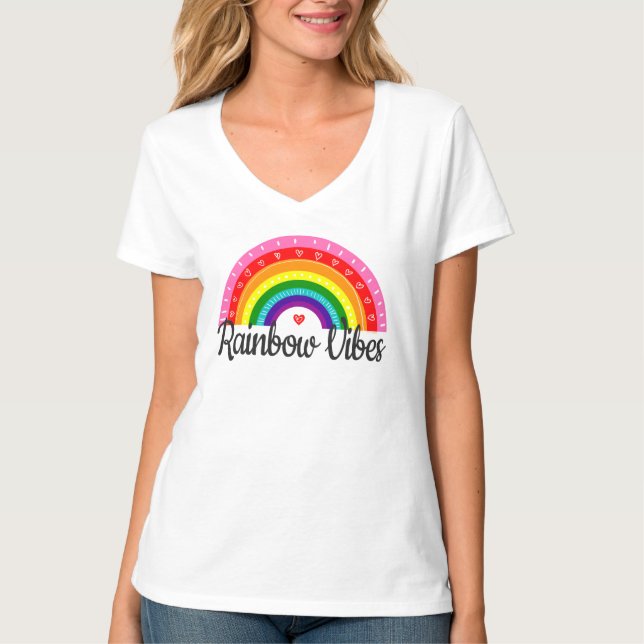 Camiseta Vibrações de Arco-Íris (Frente)