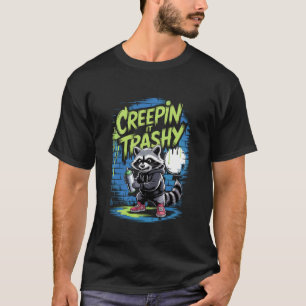 Camiseta Vibrações de Arte de Rua de Guaxinim Engraçado e S