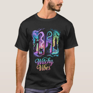 Camiseta Vibrações de Bruxa Poção Mística de Gato de Bruxa