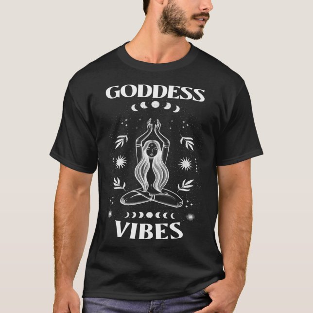 Camiseta Vibrações de Deusa Bruxa Fases da Lua Celestial Bo (Frente)