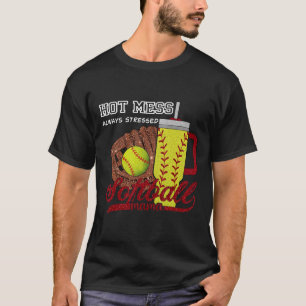 Camiseta Vibrações de Dia de Jogo da Mãe de Softbol Dia das