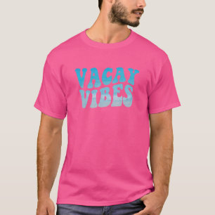 Camiseta Vibrações de Férias 80s Retro Férias Viagem de Ver