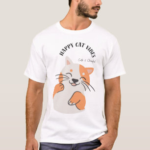 Camiseta Vibrações de Gato Feliz – Fofas e Alegres