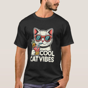 Camiseta Vibrações de Gato Legal, Um Gato Fashion Chic Trop