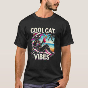 Camiseta Vibrações de Gato Legal, Um Gato Fashion Chic Trop