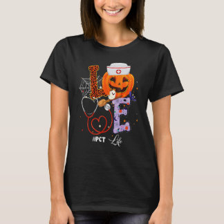 Camiseta Vibrações de Halloween Roupa de Enfermeira Abóbora