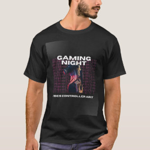 Camiseta Vibrações de Noite de Jogos em Arte Neon