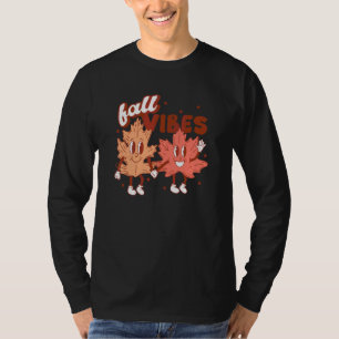 Camiseta Vibrações de Outono Abóboras Folhas Vibrações de O