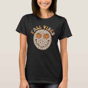 Camiseta Vibrações de Outono Groovy Rosto Sorriso Retrô Out