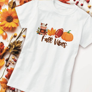 Camiseta Vibrações de Outono Tempero de Abóbora Futebol