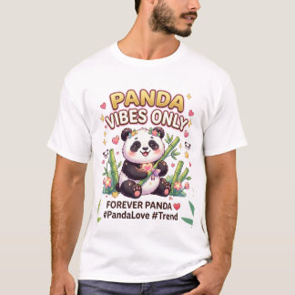 Camiseta Vibrações de Panda Kawaii Fofas Somente - Floral E