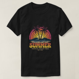Camiseta Vibrações de Praia Tropical - férias de verão