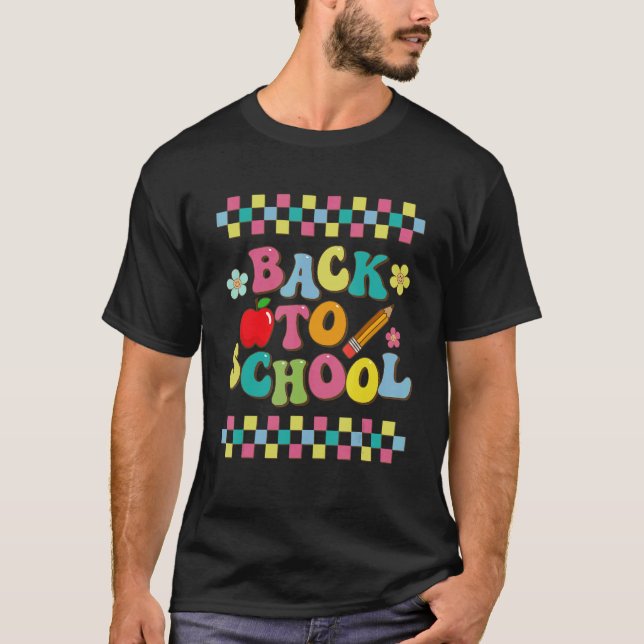 Camiseta Vibrações de professor Groovy de volta às aulas Pr (Frente)