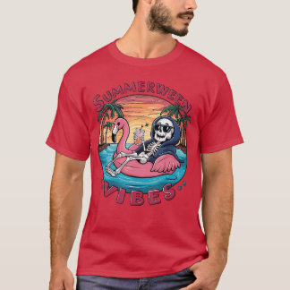 Camiseta Vibrações de Summerween Halloween Diversão de Verã