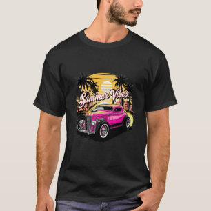 Camiseta Vibrações de Verão Carro Antigo Pôr do Sol na Cami