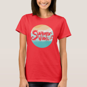 Camiseta vibrações de verão coloridas vintage praia