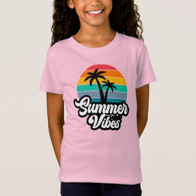 Camiseta Vibrações de Verão com Design de Palmeiras (Frente)
