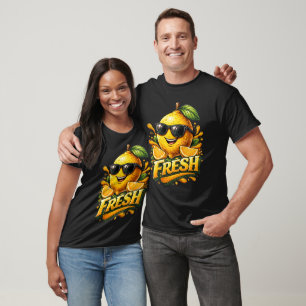 Camiseta Vibrações de Verão de Limão Fresco Personagem Cítr