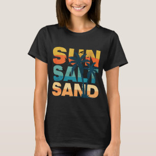 Camiseta Vibrações de Verão de Praia de Sal Sol Retro