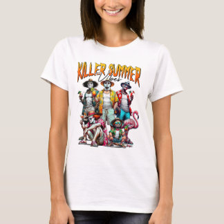Camiseta Vibrações de Verão de Terror Vintage Engraçado Hal