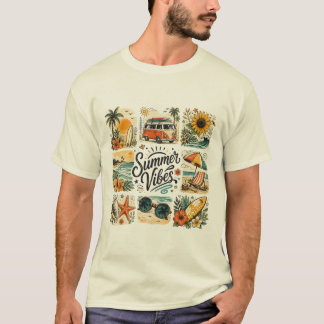 Camiseta Vibrações de Verão Design Estético Premium