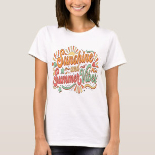 Camiseta Vibrações de Verão Ensolarado Retrô Boa Sensação