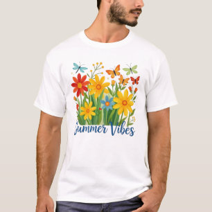 Camiseta Vibrações de Verão Floral com Borboletas-64534