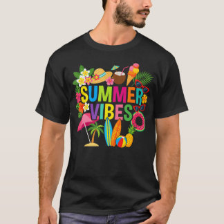 Camiseta Vibrações de Verão Flores Boho Férias na Praia Fam