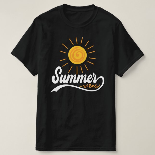 Camiseta Vibrações de Verão - Homens Pretos Sunshine (Frente do Design)