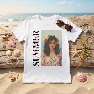 Camiseta Vibrações de VERÃO personalizadas Colagem de foto